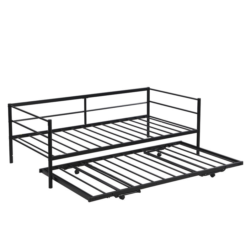 Twin Size Metal Daybed with Adjustable Trundle