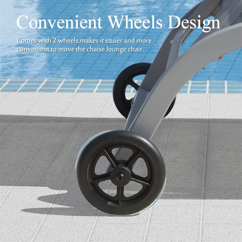 Set of 3 Lounge Chairs for Outside with Wheels 5 Adjustable Position Pool Lounge Chairs