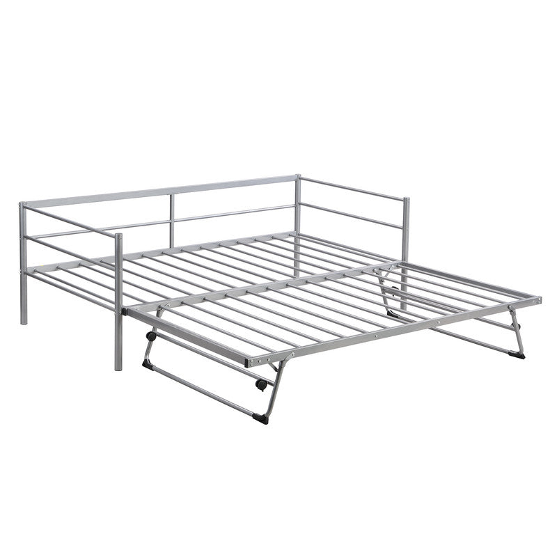 Twin Size Metal Daybed with Adjustable Trundle