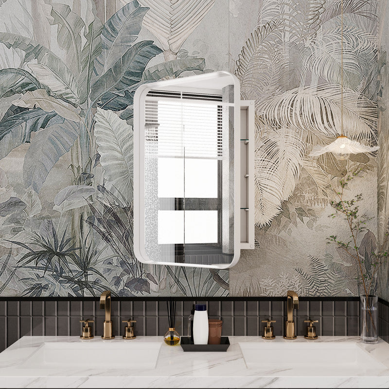 Recessed Black Metal Framed Mirror Cabinet Wall Mirror with Storage for Bathroom