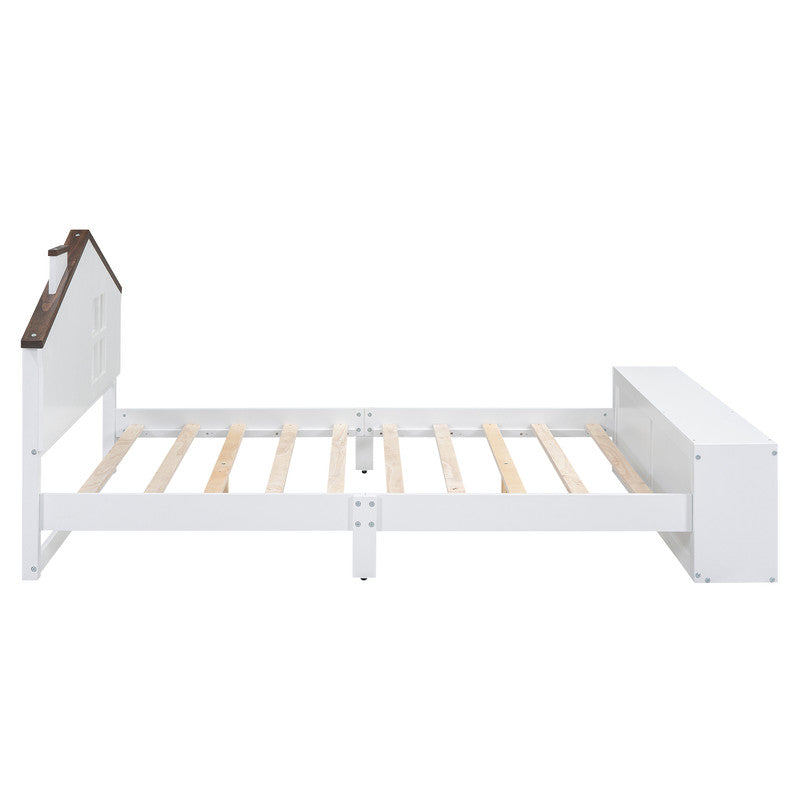 Full Size Platform Bed with LED Lights and Storage