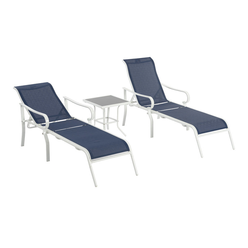Set of 3 Patio Lounge Chair with 5 Adjustable Backrest, Sturdy Steel Frame