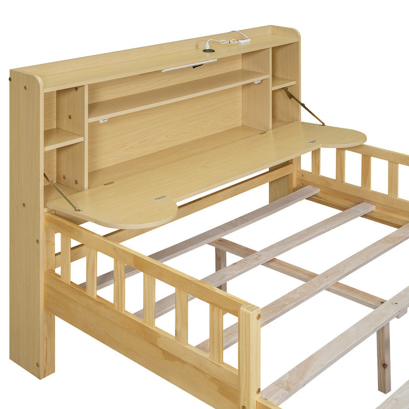 Full Size Car Bed with Bear-Shaped Headboard, USB and LED