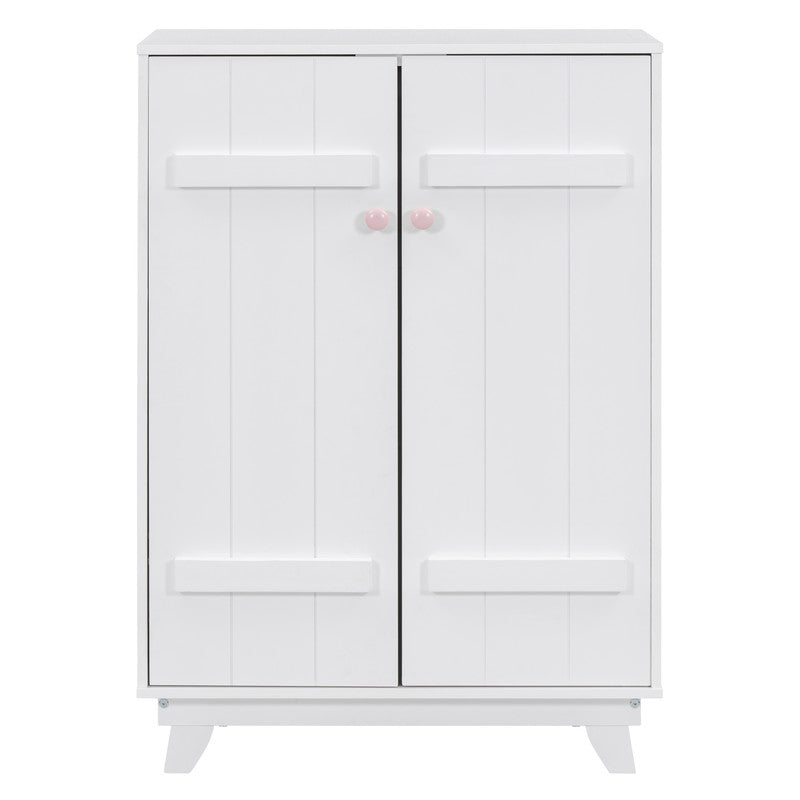 Wooden Wardrobe Cabinet with Hanging Rod, Storage Armoires with Doors