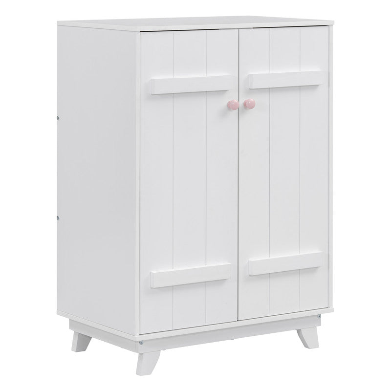 Wooden Wardrobe Cabinet with Hanging Rod, Storage Armoires with Doors
