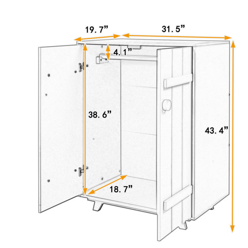 Wooden Wardrobe Cabinet with Hanging Rod, Storage Armoires with Doors