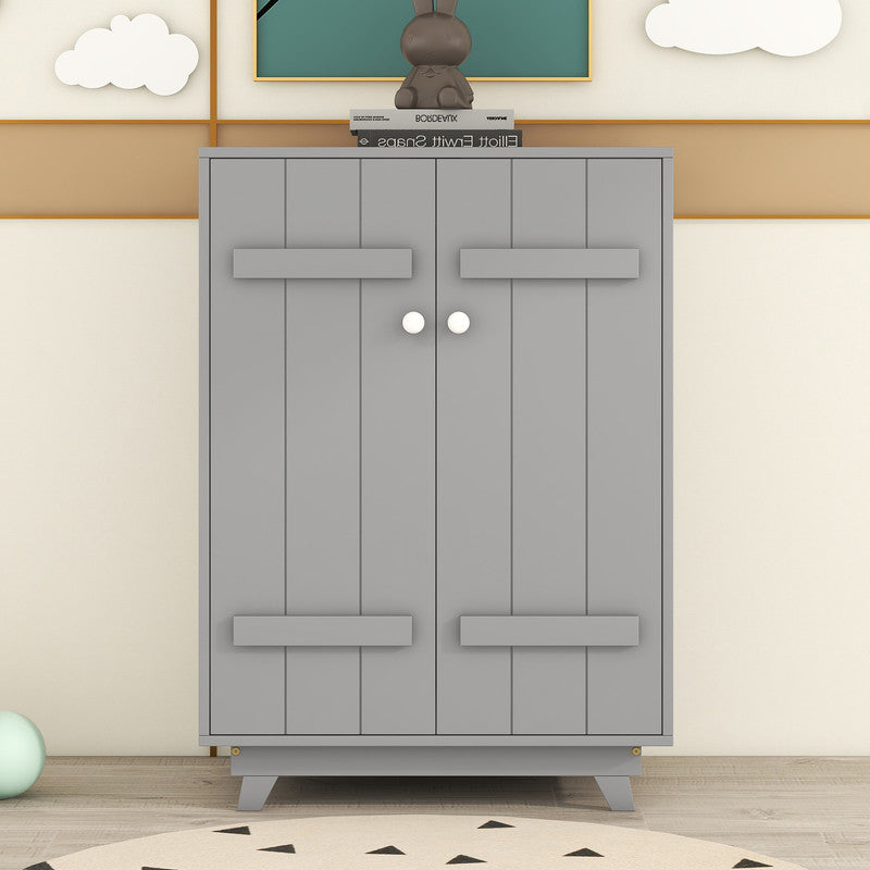 Wooden Wardrobe Cabinet with Hanging Rod, Storage Armoires with Doors