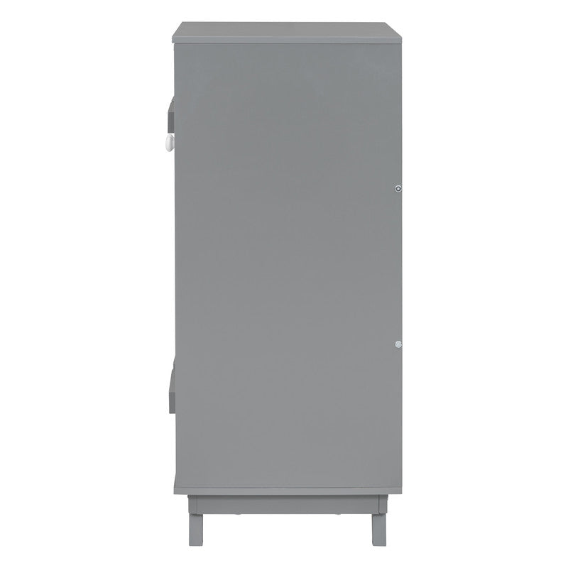 Wooden Wardrobe Cabinet with Hanging Rod, Storage Armoires with Doors
