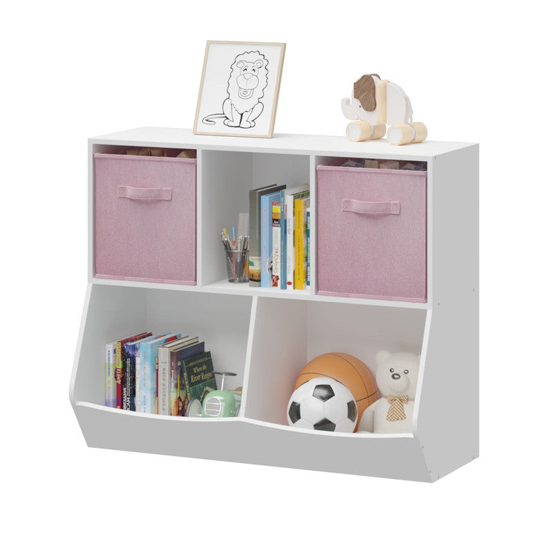 Kids Bookcase with Collapsible Fabric Drawers Children's Toy Storage Cabinet