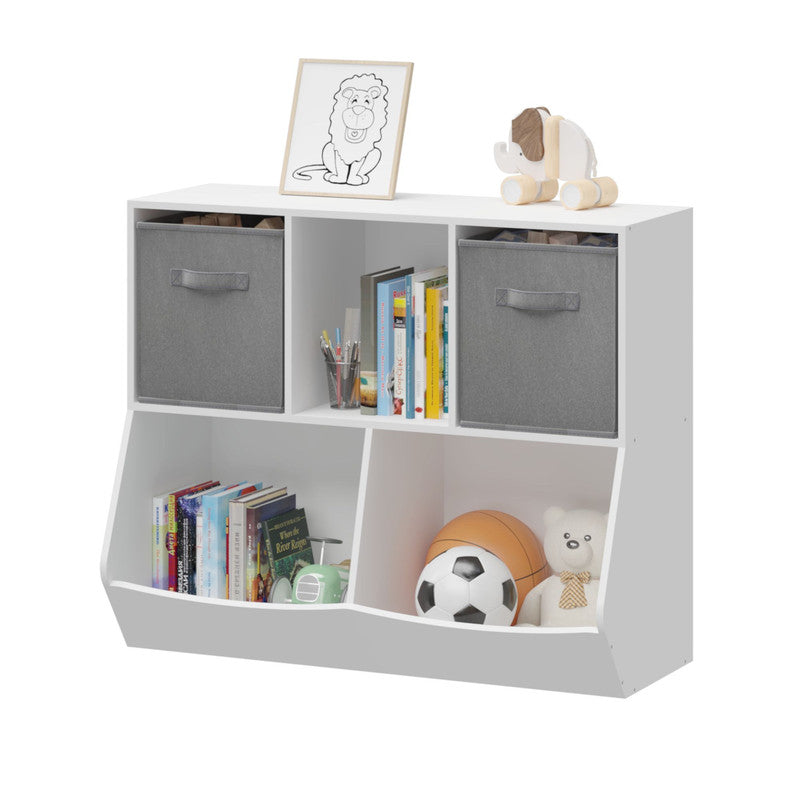 Kids Bookcase with Collapsible Fabric Drawers Children's Toy Storage Cabinet