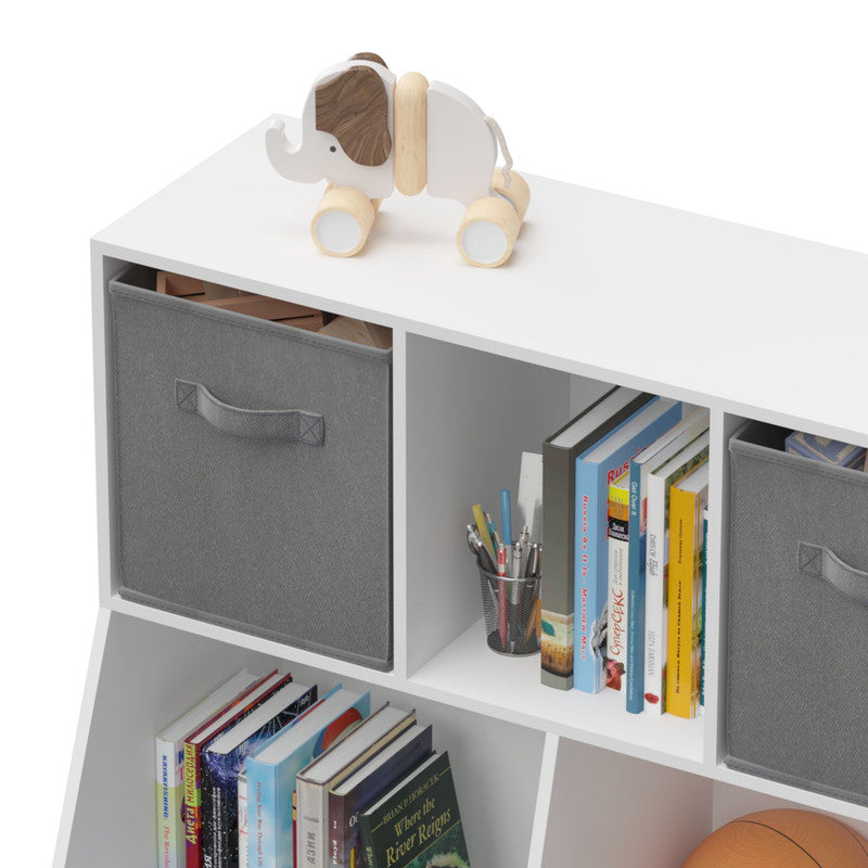 Kids Bookcase with Collapsible Fabric Drawers Children's Toy Storage Cabinet