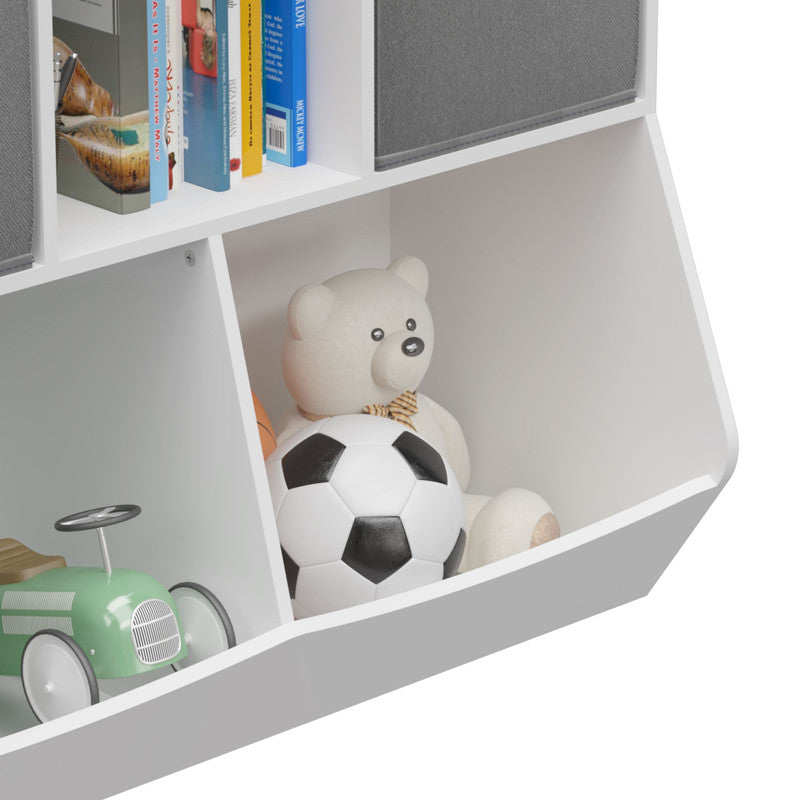 Kids Bookcase with Collapsible Fabric Drawers Children's Toy Storage Cabinet