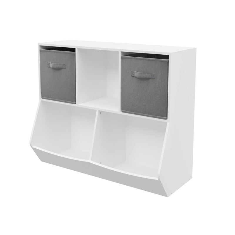 Kids Bookcase with Collapsible Fabric Drawers Children's Toy Storage Cabinet