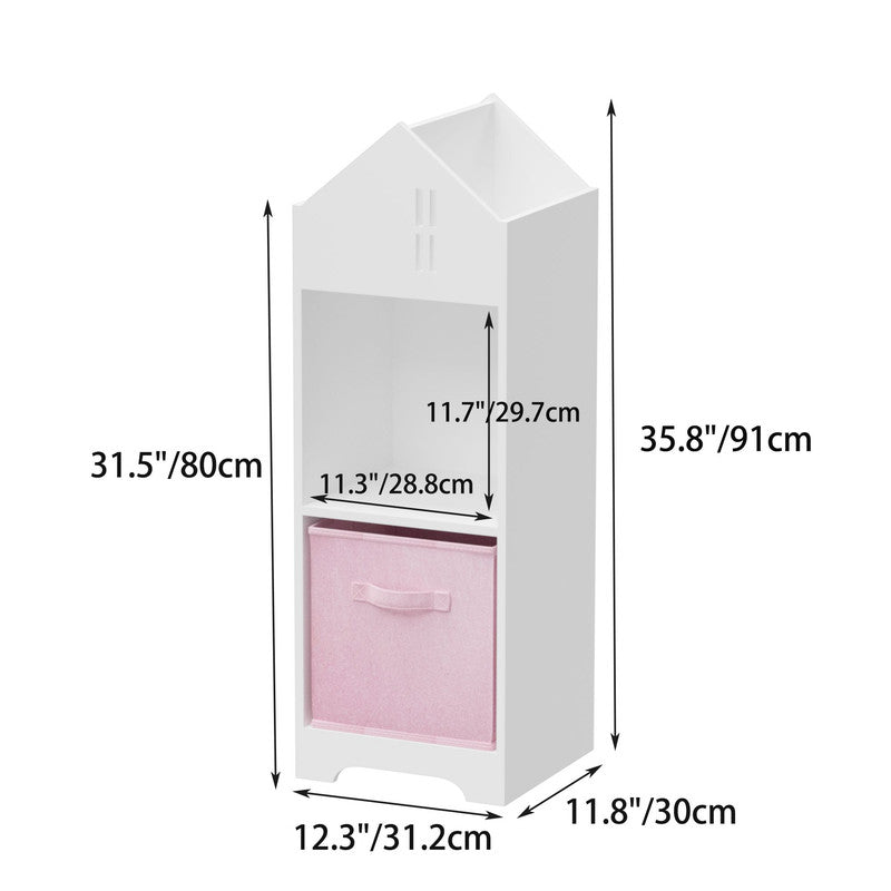 Kids Dollhouse Bookcase with Storage, 2-Tier Storage Display Organizer