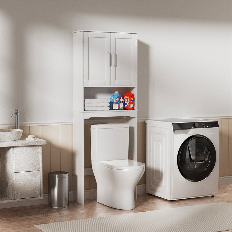 Free Standing Toilet Storage Cabinet with Barn Doors , Adjustable Bottom Bar