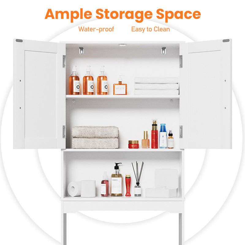 Free Standing Toilet Storage Cabinet with Barn Doors , Adjustable Bottom Bar