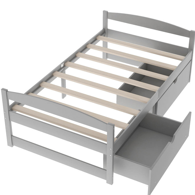 Twin Size Platform Bed with Two Drawers