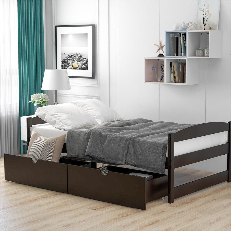 Twin Size Platform Bed with Two Drawers