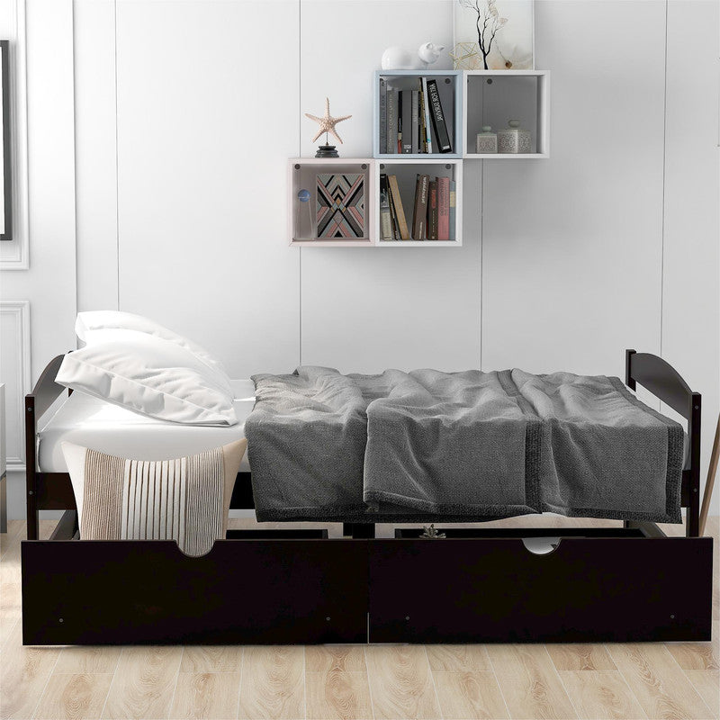 Twin Size Platform Bed with Two Drawers