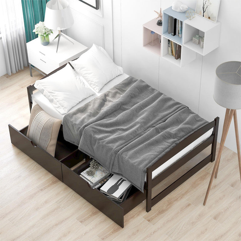 Twin Size Platform Bed with Two Drawers