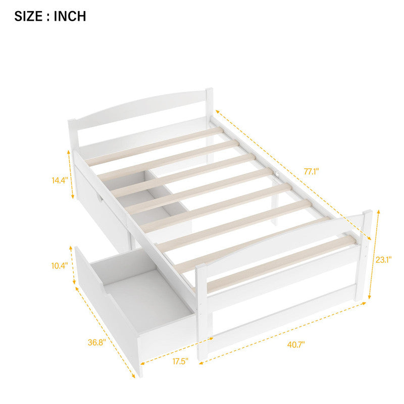 Twin Size Platform Bed with Two Drawers