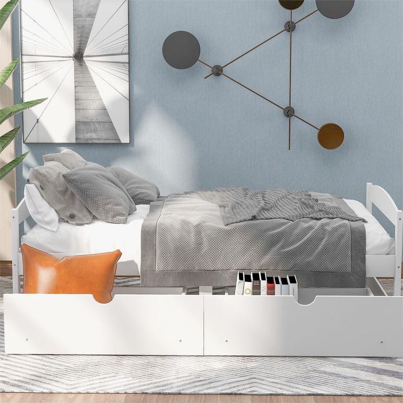 Twin Size Platform Bed with Two Drawers