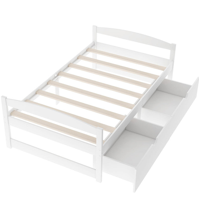 Twin Size Platform Bed with Two Drawers