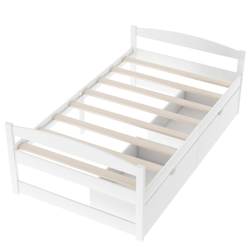 Twin Size Platform Bed with Two Drawers