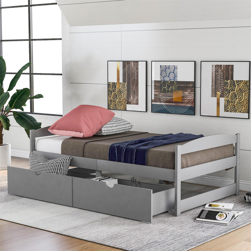 Twin Size Platform Bed with Two Drawers