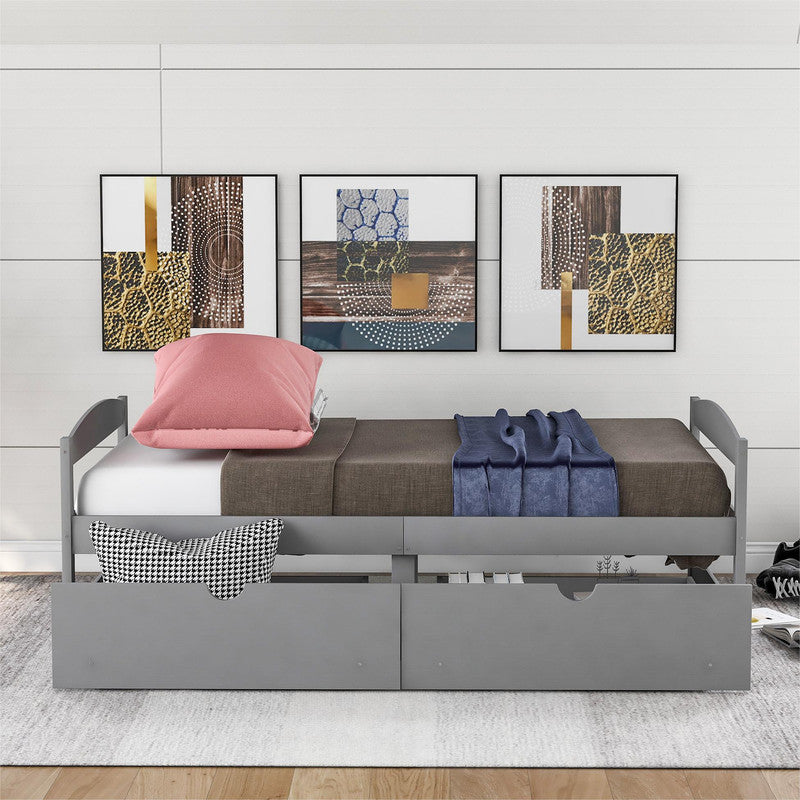 Twin Size Platform Bed with Two Drawers