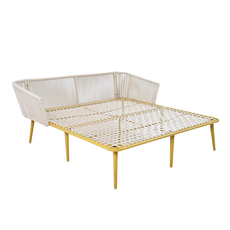 Outdoor Patio Daybed, Woven Nylon Rope Backrest with Washable Cushion