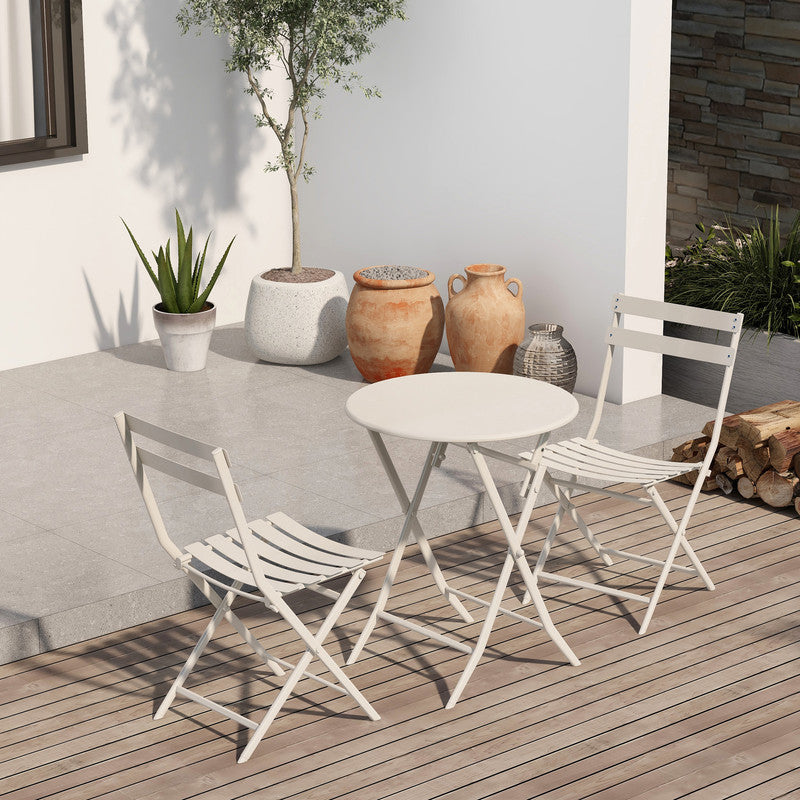 Set of 3 Patio Bistro Set Foldable Round Table and Chairs