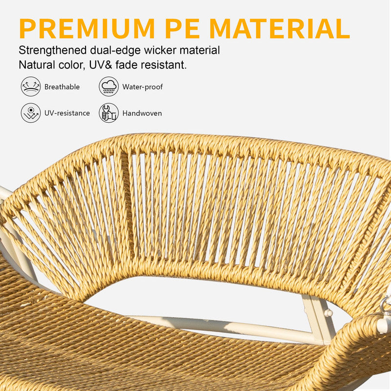 Outdoor Rattan Patio Porch Swing, 2-Seat Hanging Swing Chair with Thickened Cushions and Pillow