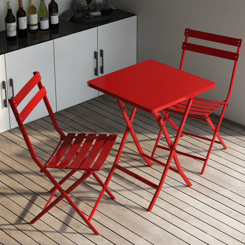 Set of 3 Patio Bistro Set Foldable Square Table and Chairs