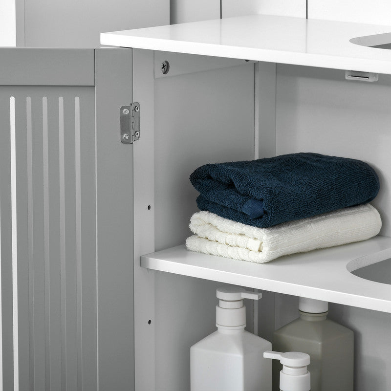 Modern Under Sink Cabinet with 2 Doors, Pedestal Under Sink Bathroom Cupboard, Bathroom Vanity Cabinet with Adjustable Shelves