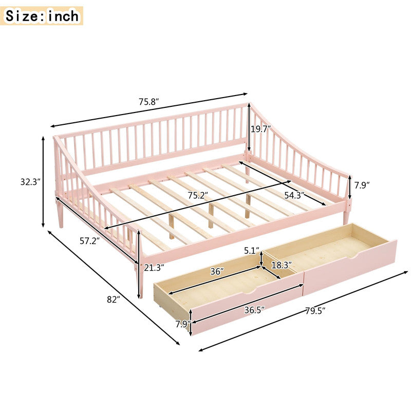 Full Size Daybed with Two Storage Drawers and Support Legs