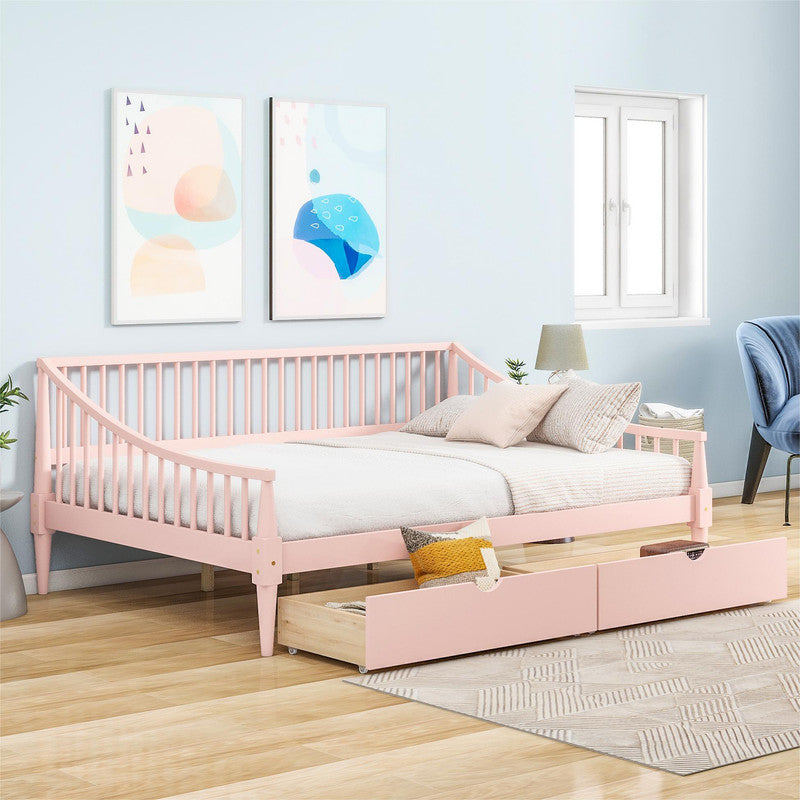 Full Size Daybed with Two Storage Drawers and Support Legs