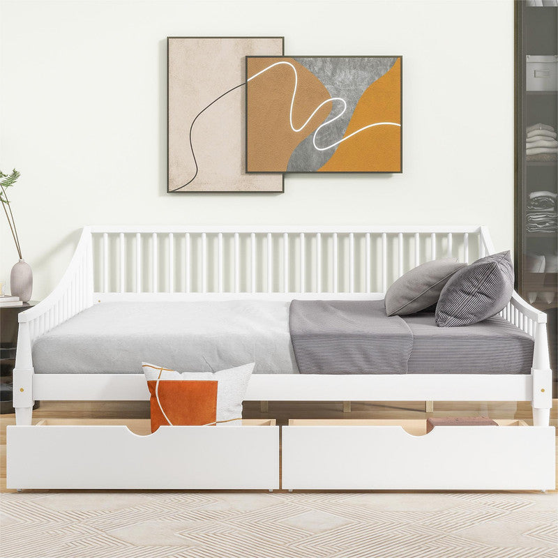 Full Size Daybed with Two Storage Drawers and Support Legs