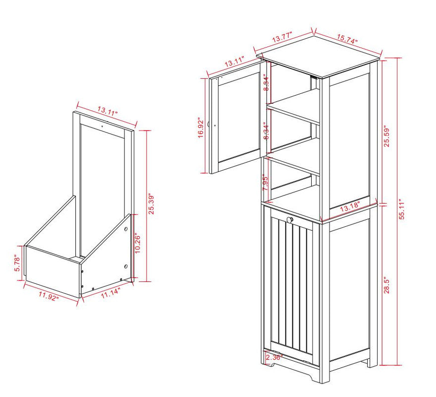 One-Compartment One-Door Tilt-Out Laundry Sorter Cabinet