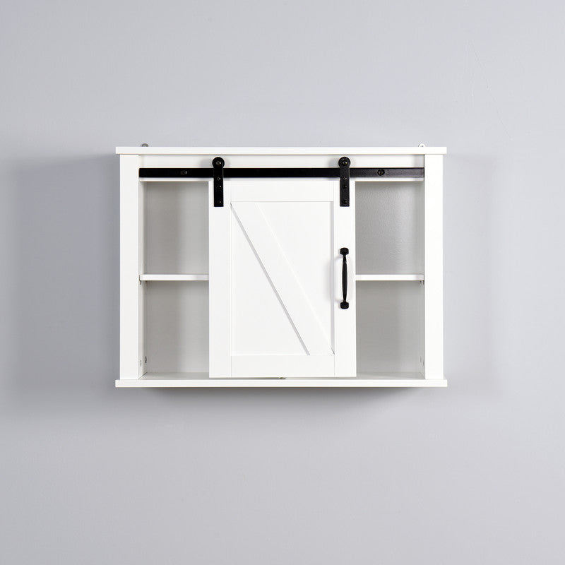 Bathroom Wall Cabinet with 2 Adjustable Shelves Wooden Storage Cabinet with a Barn Door
