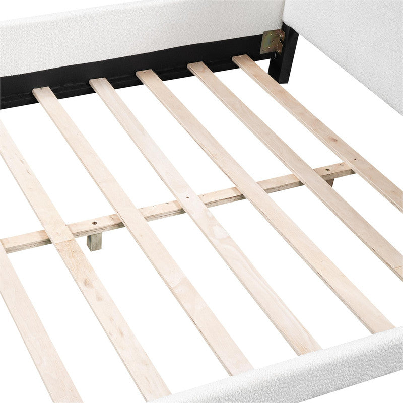 Full Size Upholstered Platform Bed with Cartoon Ears Shaped Headboard