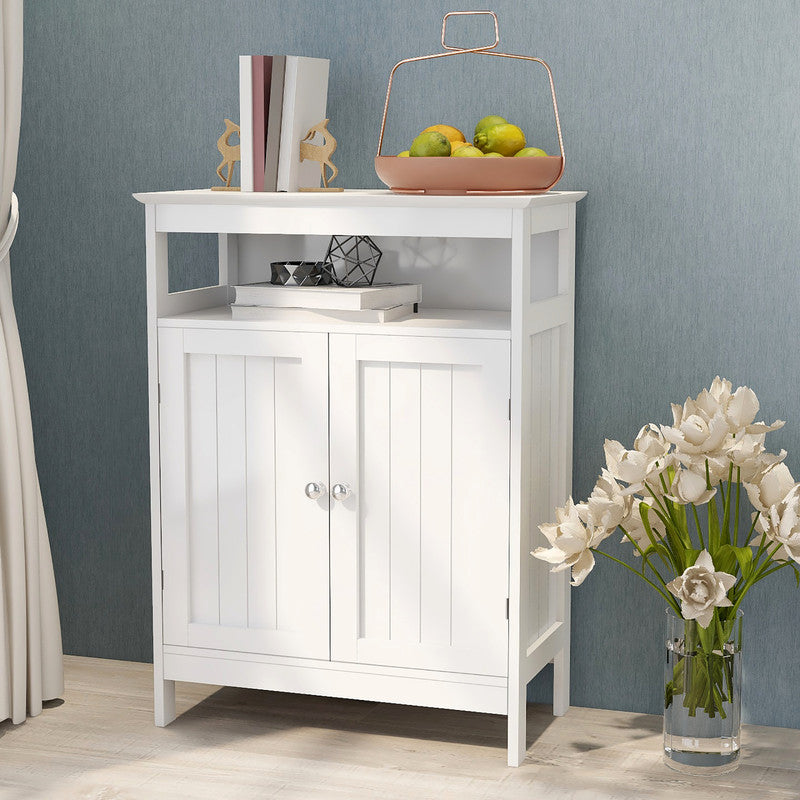 Bathroom Standing Storage Cabinet with Double Shutter Doors