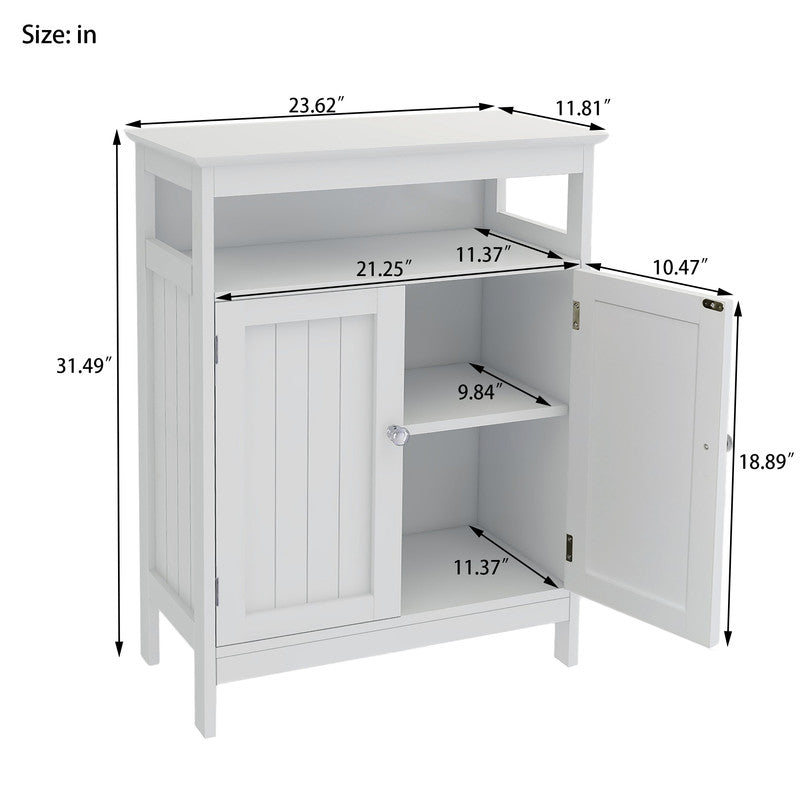 Bathroom Standing Storage Cabinet with Double Shutter Doors