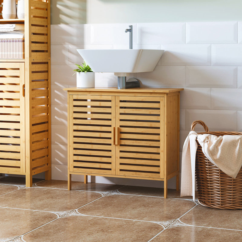 Bamboo Under Sink Cabinet Bathroom Organizer