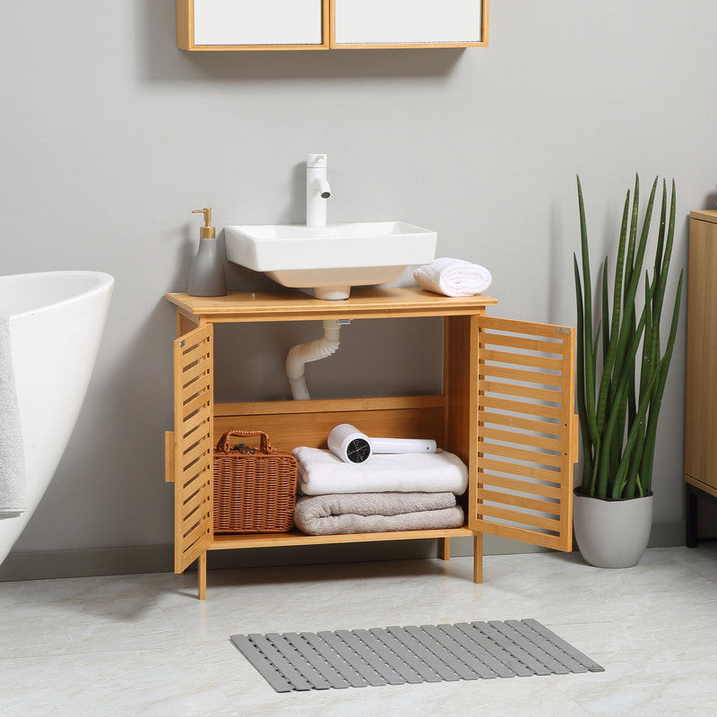 Bamboo Under Sink Cabinet Bathroom Organizer