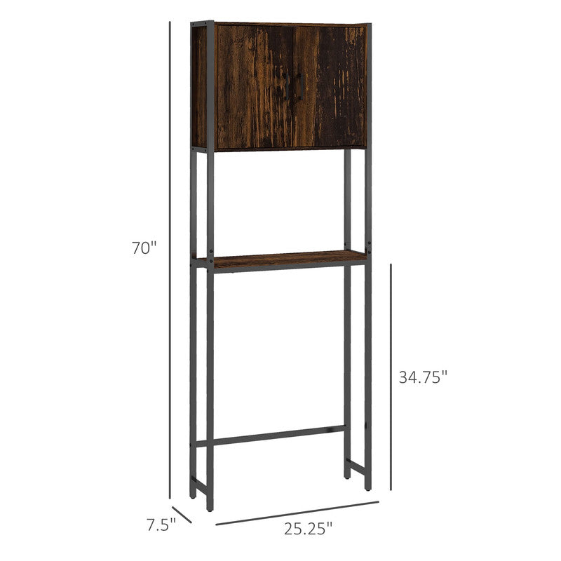 Toilet Storage Cabinet with Double Door Cupboard and Adjustable Shelf