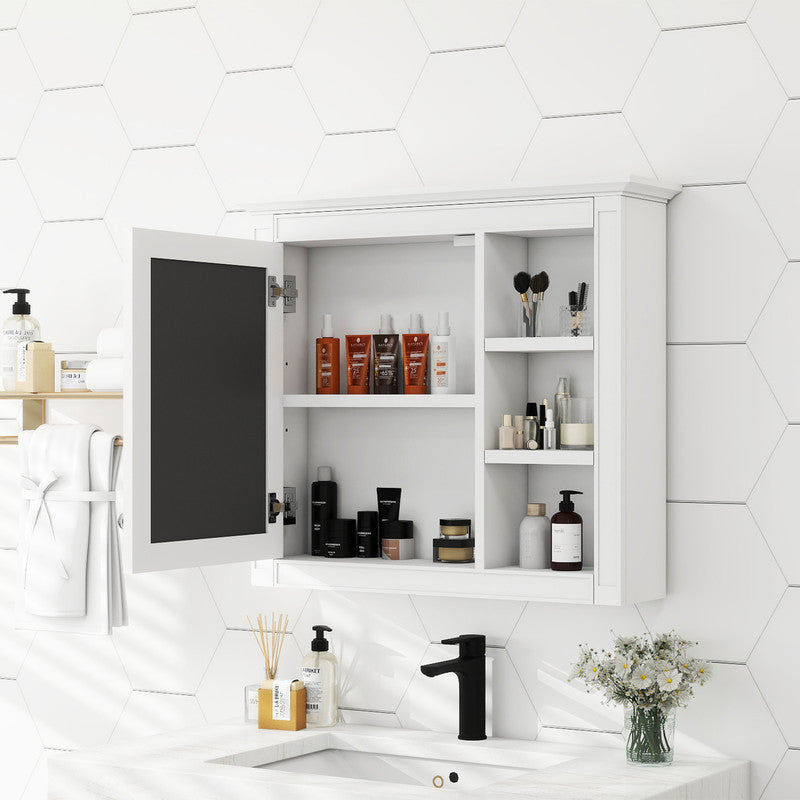 Wall Mounted Bathroom Storage Cabinet with Mirror and 3 Open Shelves