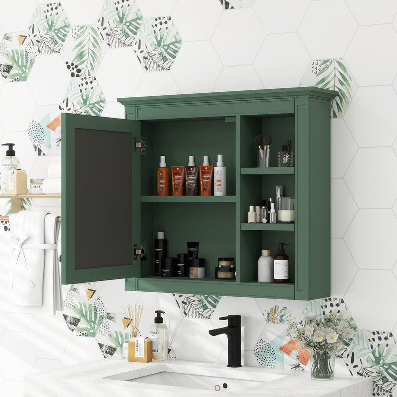 Wall Mounted Bathroom Storage Cabinet with Mirror and 3 Open Shelves