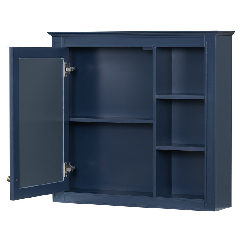 Wall Mounted Bathroom Storage Cabinet with Mirror and 3 Open Shelves