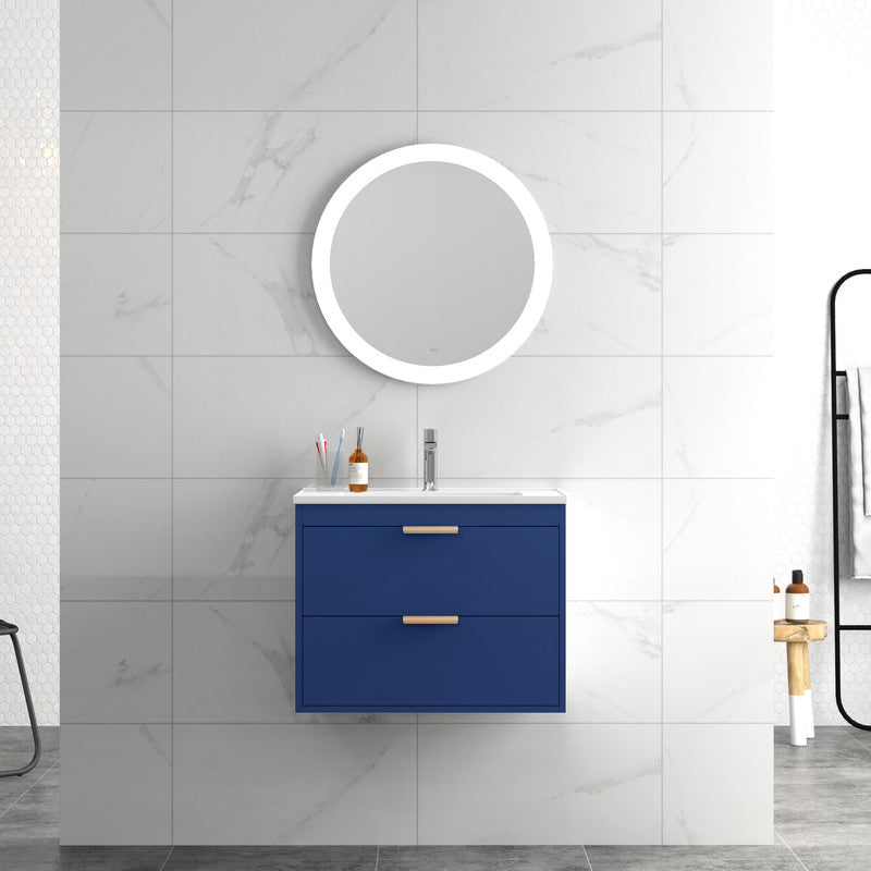 24'' Floating Wall Mounted Bathroom Vanity with White Ceramic Sink and Drawer Storage